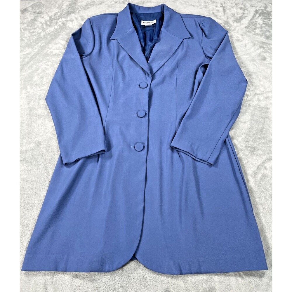 Vintage 90s Alyn Paige Blue Longline Duster Blazer Womens Size 11/12